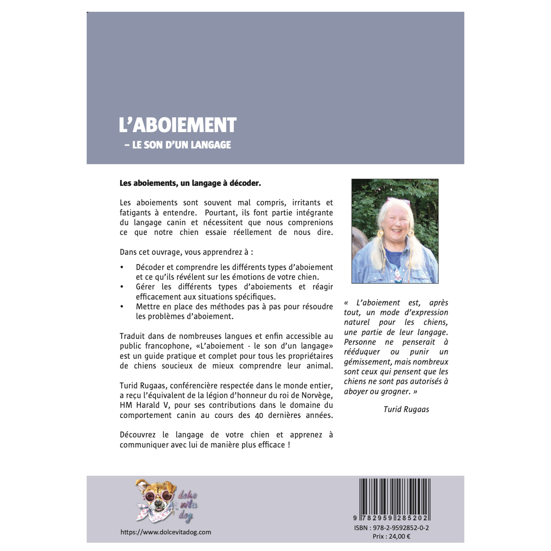 L'aboiement, le son d'un langage - Turid Rugaas - 4eme couverture